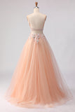 Sage Green A Line Appliqued Corset Sequin Prom Dress