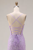 Purple Tiered Maxi Prom Dress with Appliques