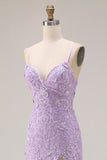 Purple Tiered Maxi Prom Dress with Appliques