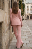 2 Piece Peaked Lapel Double Breasted Pink Women Suits