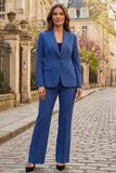 Stripe 2 Piece Peaked Lapel Royal Blue Women Suits