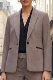 Plaid Peaked Lapel 2 Piece Grey Women Suits