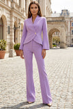 Light Pink Satin Single Buckle Stylish 2 Piece Women Suits