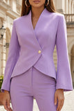 Light Pink Satin Single Buckle Stylish 2 Piece Women Suits