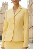Light Yellow Notched Lapel 2 Piece Short Work Dress