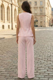 2 Piece Ivory Sleeveless Women Suits with Slit