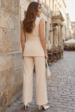 Peaked Lapel 2 Piece Champagne Women Suits with Sash