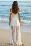 Cold Shoulder Corset Lace Maxi White Dress