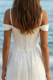 Cold Shoulder Corset Lace Maxi White Dress