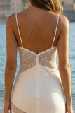 Lace Ruffled Midi White Dress