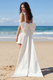 Square Neck Mini White Dress with Bow