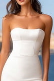 Strapless Bodycon Lace Mini White Dress