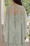 2 Piece A Line Dusty Sage Floral Wedding Guest Dress