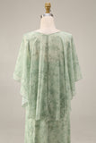 2 Piece A Line Dusty Sage Floral Wedding Guest Dress
