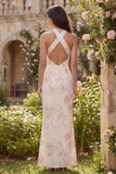Halter Mermaid White Floral Cut Out Wedding Guest Dress