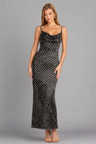 White Black Polka Dot Maxi Wedding Guest Dress