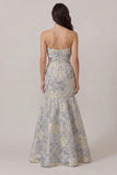 Strapless Bowed Mermaid Dusty Blue Prom Dress