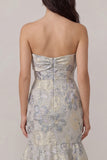 Strapless Bowed Mermaid Dusty Blue Prom Dress