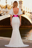 Mermaid Black and White Polka Dot Prom Dress with Ruffles