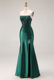 Strapless Royal Blue Mermaid Beaded Sequin Prom Dress