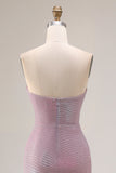 Gillter Strapless Mermaid Ruched Dusty Plum Prom Dress