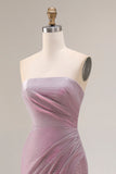 Gillter Strapless Mermaid Ruched Dusty Plum Prom Dress