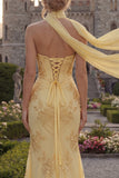 Mermaid Strapless Blush Corset Prom Dress