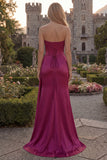 Strapless Corset Mermaid Burgundy Appliqued Prom Dress