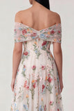 Black Off the Shoulder Floral Embroidered Wedding Guest Dress