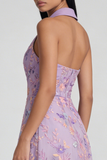 Floral Ruffled Lilac A Line Maxi Wedding Guest Dress