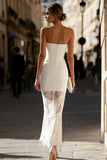 Strapless Bodycon Lace White Engagement Dress