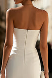 Strapless Bodycon Lace White Engagement Dress