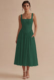 Basque Waist A Line Corset Midi White Dress