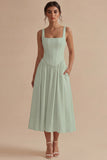 Basque Waist A Line Corset Midi White Dress
