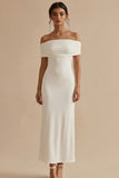 Off the Shoulder Ruched White Dress