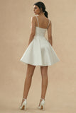 Satin A Line Corset Cut Out Mini White Dress
