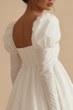 Long Sleeve A Line Mini White Dress