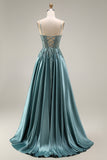 Sequin Corset A Line Appliqued Agave Prom Dress