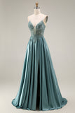 Sequin Corset A Line Appliqued Agave Prom Dress