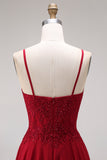 2 Piece Burgundy A Line Appliqued Beaded Mother of the Bride Dress