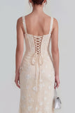 Floral Pink Ruched Mermaid Corset Wedding Guest Dress