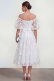 Off the Shoulder Floral Lilac Ruched A Line Wedding Guest Dress