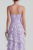 Blue Floral A Line Ruffled Maxi Wedding Guest Dress