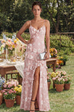 Blue Floral A Line Ruffled Maxi Wedding Guest Dress