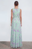 Ruffled A Line Blue Floral Wedding Guest Dress with 3D Flowers