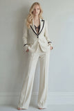 Peaked Lapel Ivory 2 Piece Slim Fit Women Suits