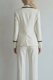 Peaked Lapel Ivory 2 Piece Slim Fit Women Suits