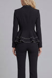 2 Piece Ruffled Fuchsia Slim Fit Women Suits