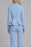 2 Piece Ruffled Fuchsia Slim Fit Women Suits