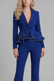 2 Piece Ruffled Fuchsia Slim Fit Women Suits